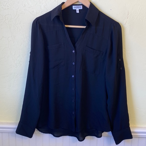 Express Women’s Button Down Semi-Sheer Shirt - Picture 1 of 3